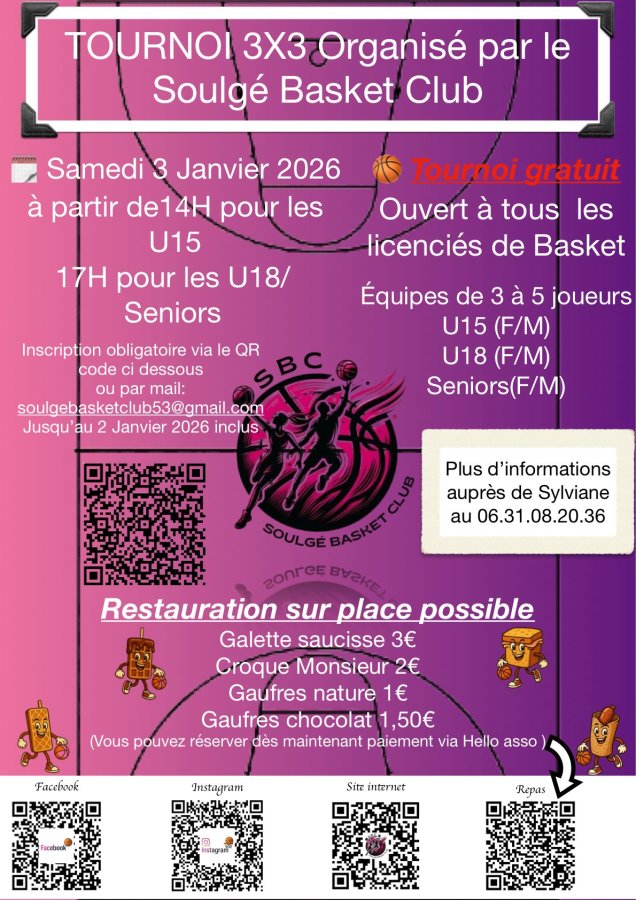 Tournoi 3 x 3 Soulgé/ Ouette : U15 - U18 - Seniors