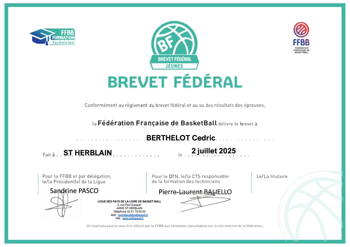 CD53 BF JEUNES 2024-2025 - Diplome - BERTHELOT Cedric